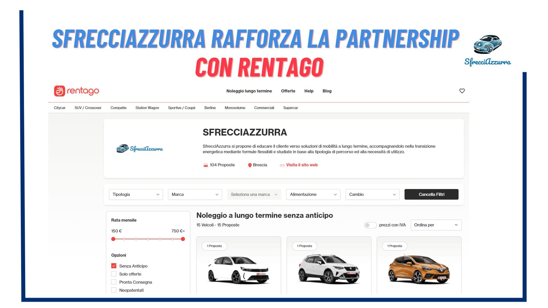 SfrecciAzzurra rafforza la partnership con Rentago